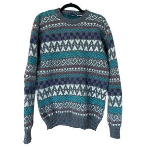 Vintage Fair Isle Heavy Wool Knit Sweater